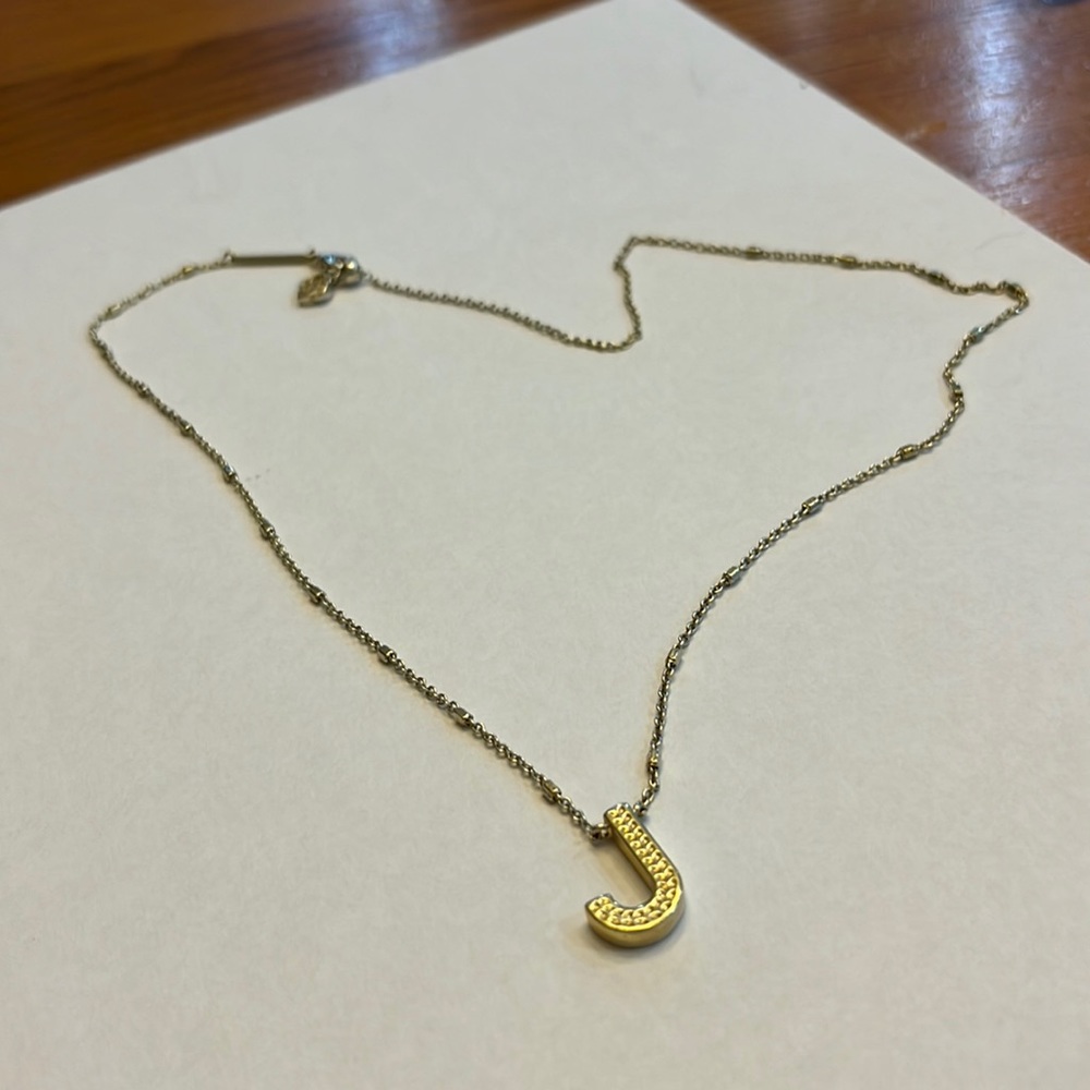Kendra Scott gold initial “J” charm—adjustable 15-19.75”